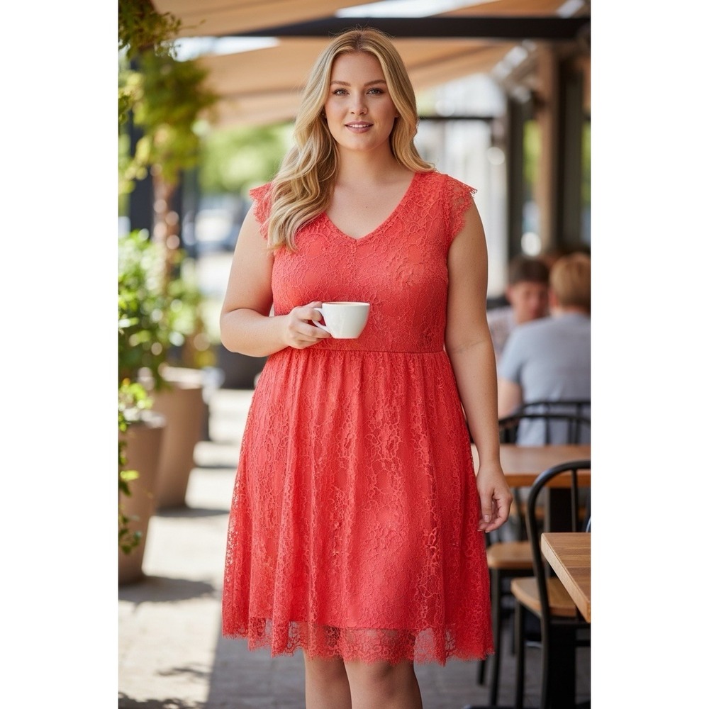 Torrid deep sea coral lace dress. Plus Sz 1